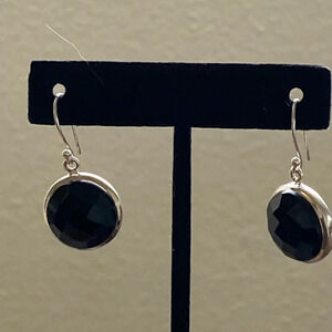 Sterling silver black circle earrings